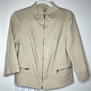 Vintage Roz&Ali light travel women’s jacket tan/beige. Machine washable